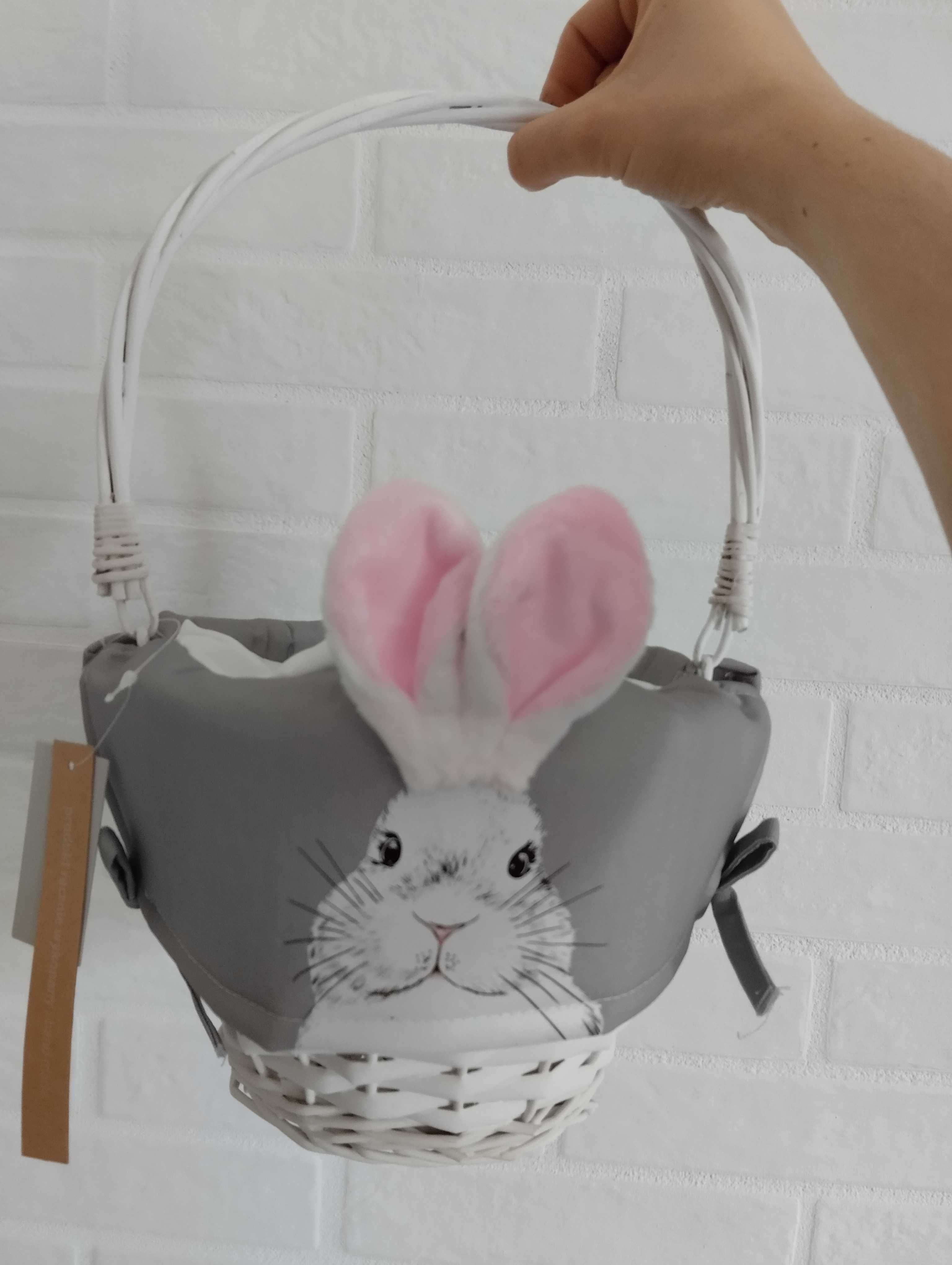 Koszyczek wielkanocny dla dziecka królik z uszami plusz biały home&you