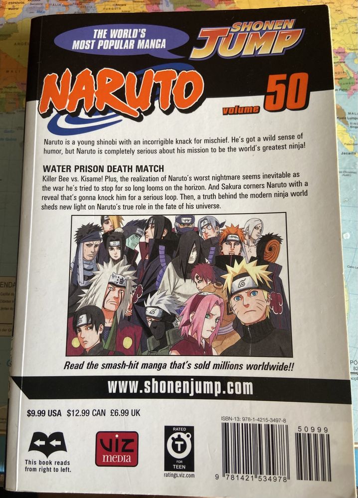 Livro Mangá Naruto Volume 50 e 37 (em inglês) usados
