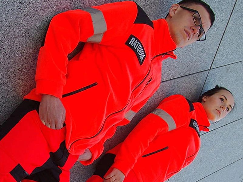 Polar ratowniczy FLUO z kompletem odblaskowych emblematów na rzep (3XL