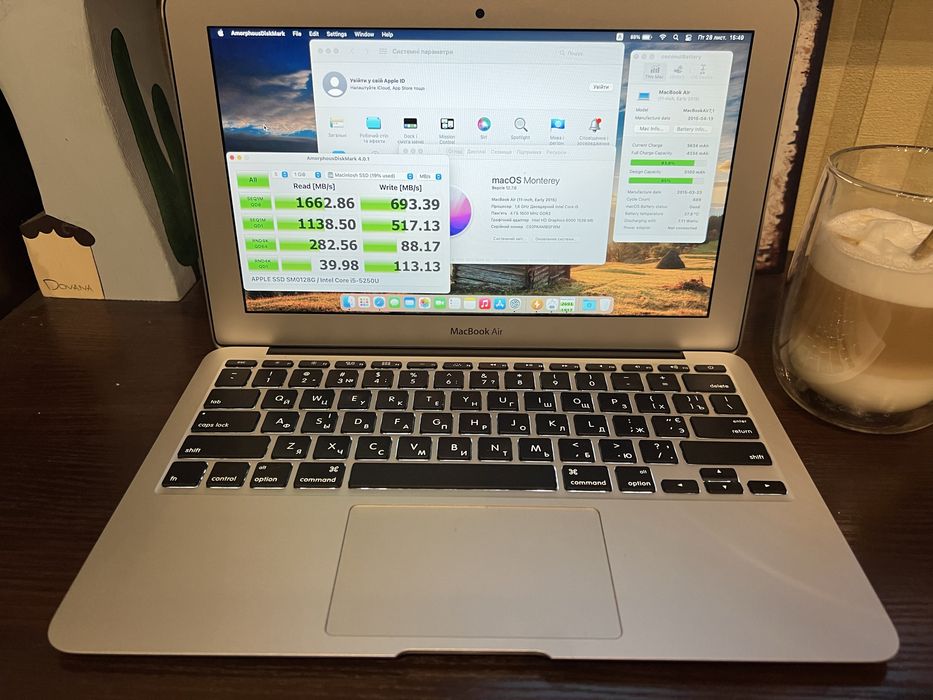 Майже ідеальний MacBook Air 11 A1465 2015, БАТАРЕЯ 6 годин