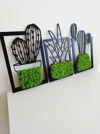 Kaktusy dekoracja  scienna obraz mech