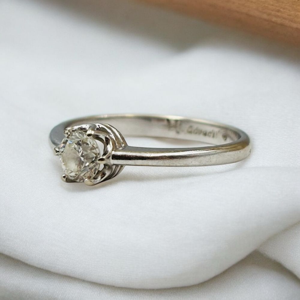 Pierścionek Złoty z Brylantem 585/14k 0.49ct Certyfikat roz17