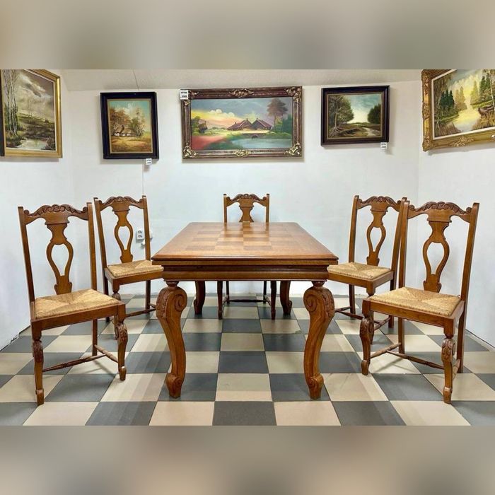 Комплект обідній стіл розкладний + 5 стільців стол стулья 2999