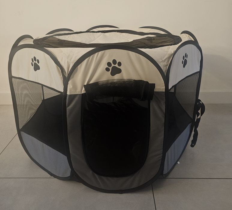 Kojec składany XXL Szary dla psa kota