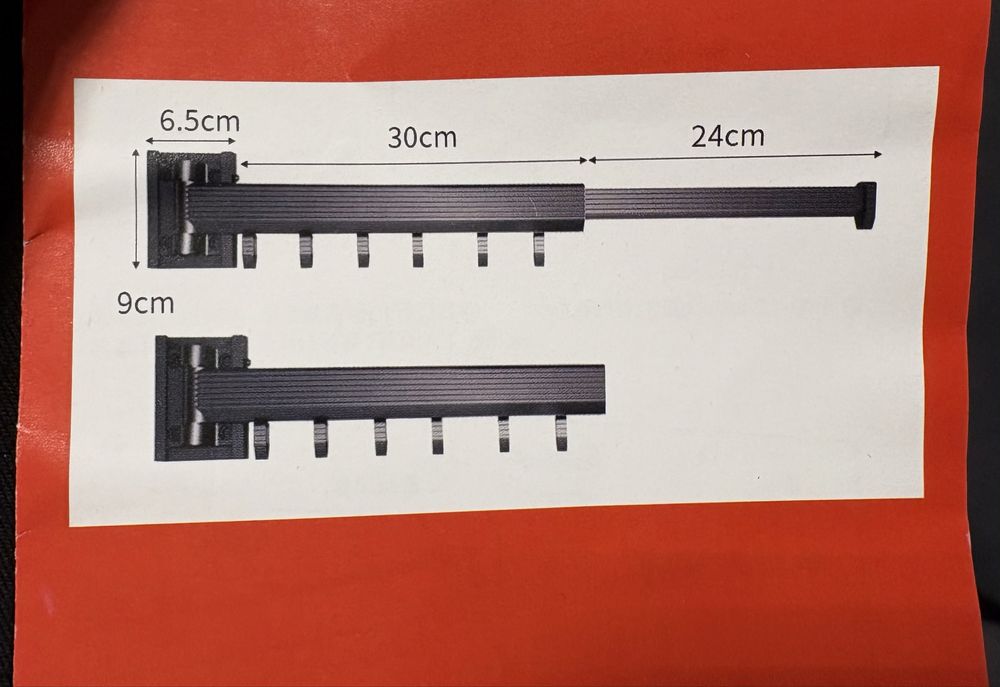Wieszak na ubrania, drążek składany, do ściany 114 cm