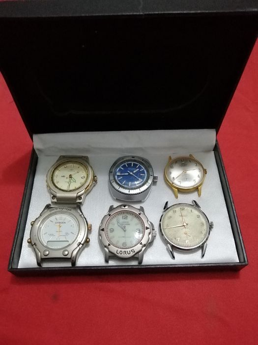 Lote de 6 relogios antigos a corda e a pilhas para arranjar ou para pe