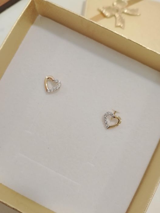 Kolczyki "Serduszka" z cyrkonią złoto pr. 585