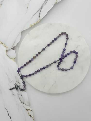 Ametyst - różaniec z kamieni naturalnych