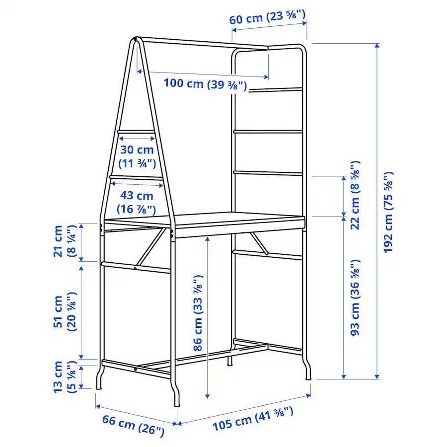 Haverud Ikea, stół z drabinkami do przechowywania,