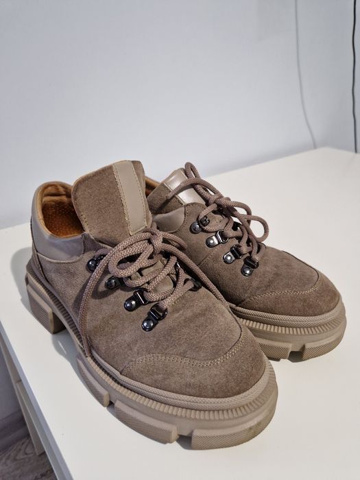 Черевики осінні, натуральна замша, шкіряна устілка