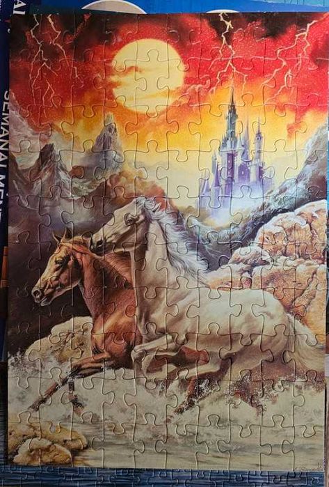 Puzzle 40x28 Brilha no Escuro – Cavalos e Fantasia