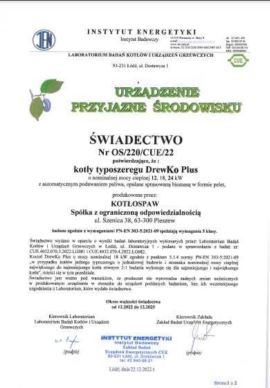 Kocioł na drewno/pellet Kotłospaw Drewko Plus 12kW montaż Szczecinek