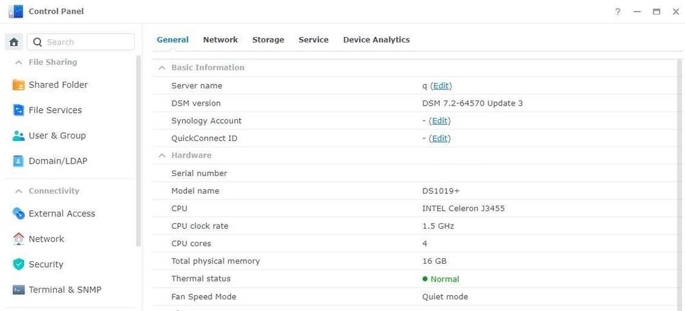 Synology DS1019+ 16GB RAM (Quad Core Intel CPU, Docker)