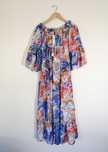 Sukienka jedwab maxi Boho chic Hippie Soul hiszpanka falbany chwosty