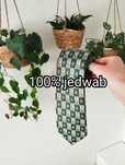 Męski jedwabny krawat 100% silk, zielony, kwiaty, kwiatki, kwadraty