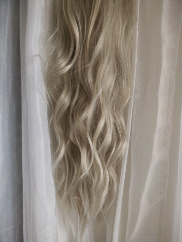 Przedłużanie włosów peruka treska piękne długie włosy blond platyna