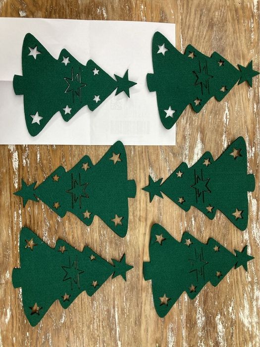 Ozdoba Świąteczna na stół, filcowe choinki kpl. 6 szt.