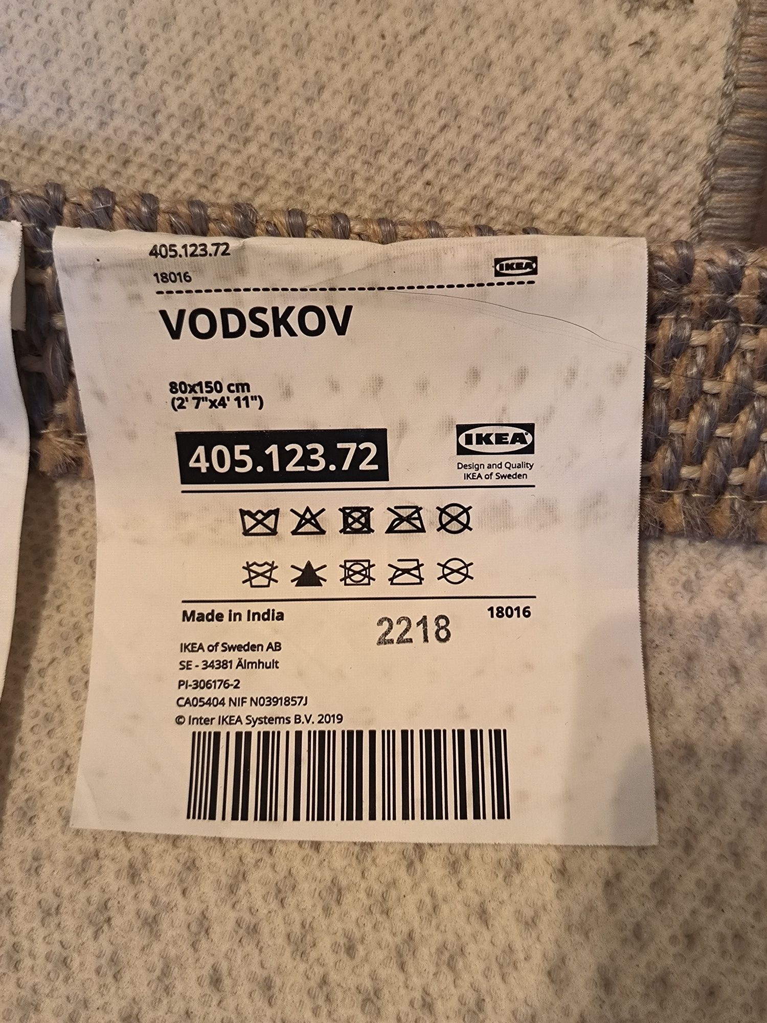 Dywan Ikea Vodskov 50x180 juta sizal tkany naturalny szary biurowy