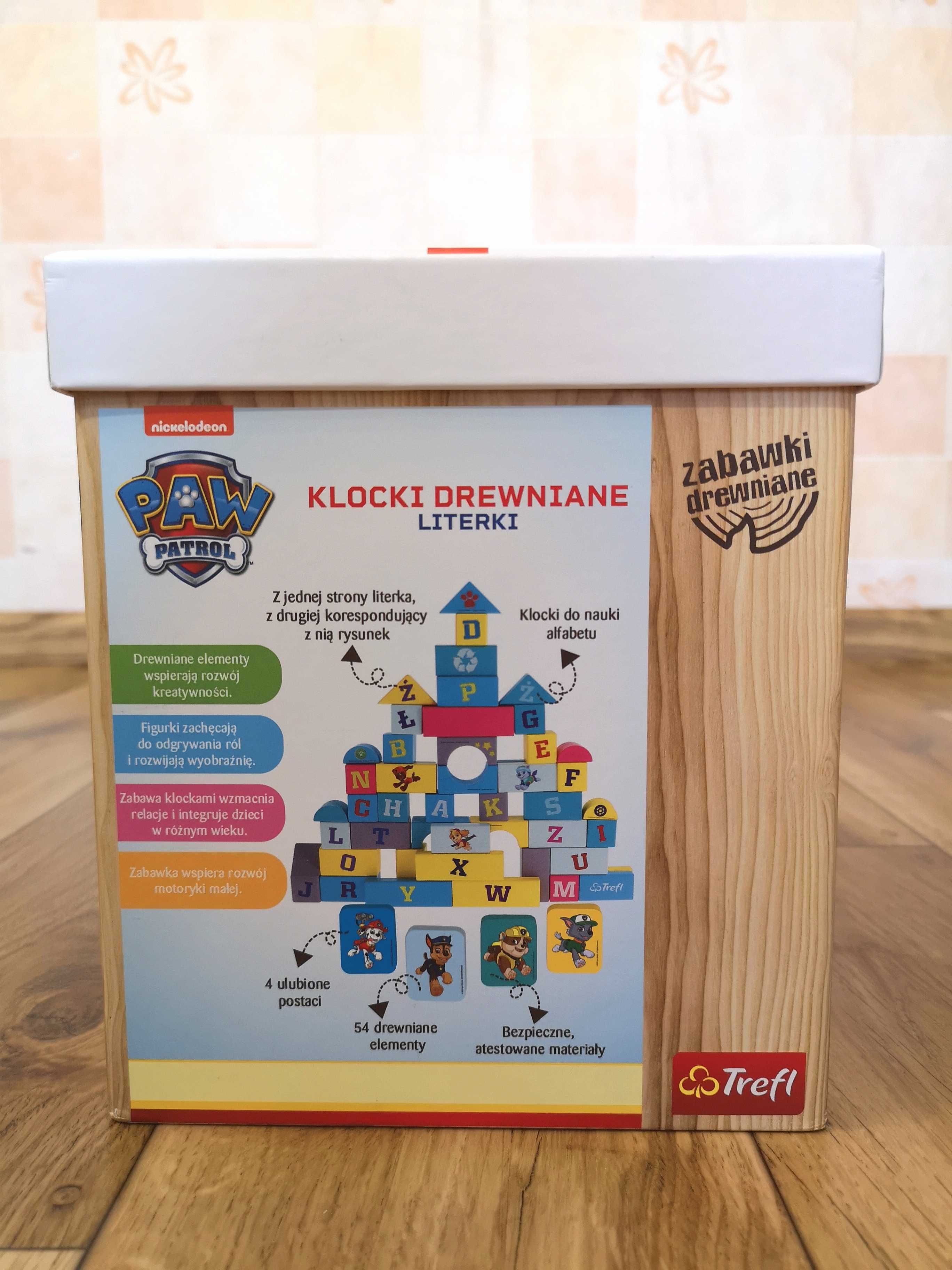 Psi Patrol Klocki drewniane ekologiczne z dwustronną grafiką Trefl