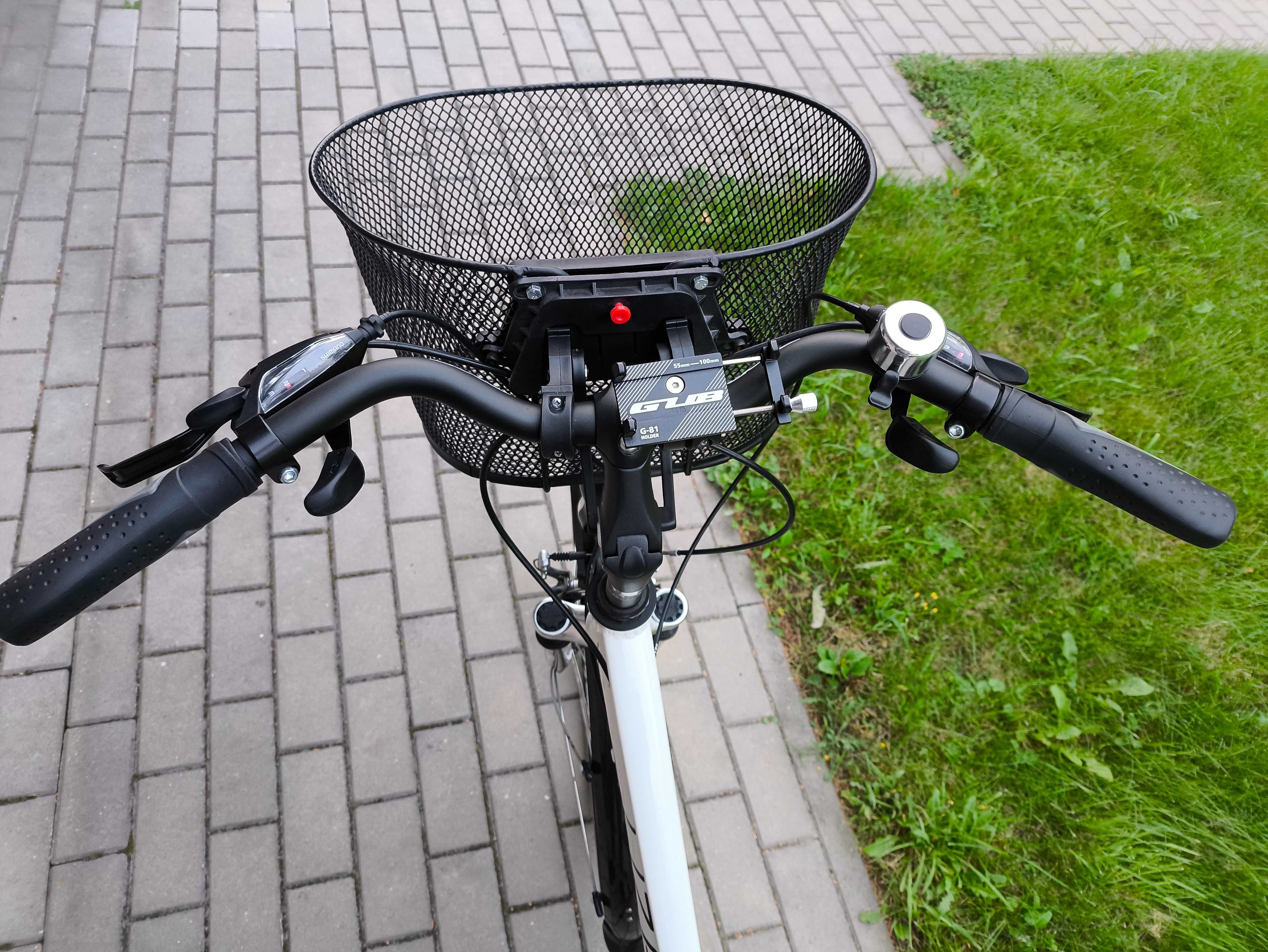 Rower trekingowy Lizard Magnus – damski, biały, koła 28 cali + dodatki