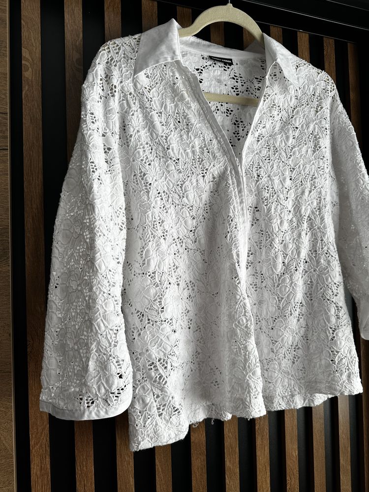 Biała koronkowa pleciona narzutka Gerry Weber 40/42 L/XL
