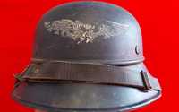 PROMOÇÃO--Stahlhelm Capacete Luftschutlz ORIGINAL Alemanha nazi-suásti