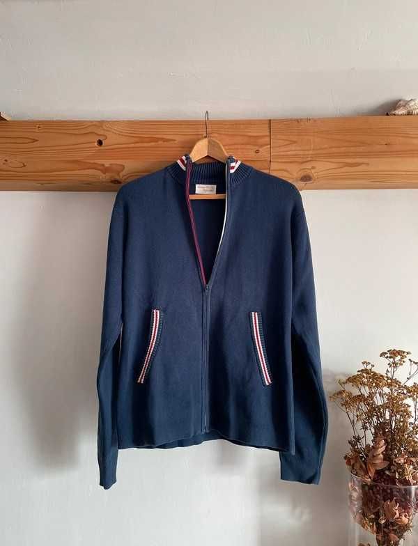 Bluza, męska, granatowa Jack&Jones, na zamek, ciepła, vintage, L/40