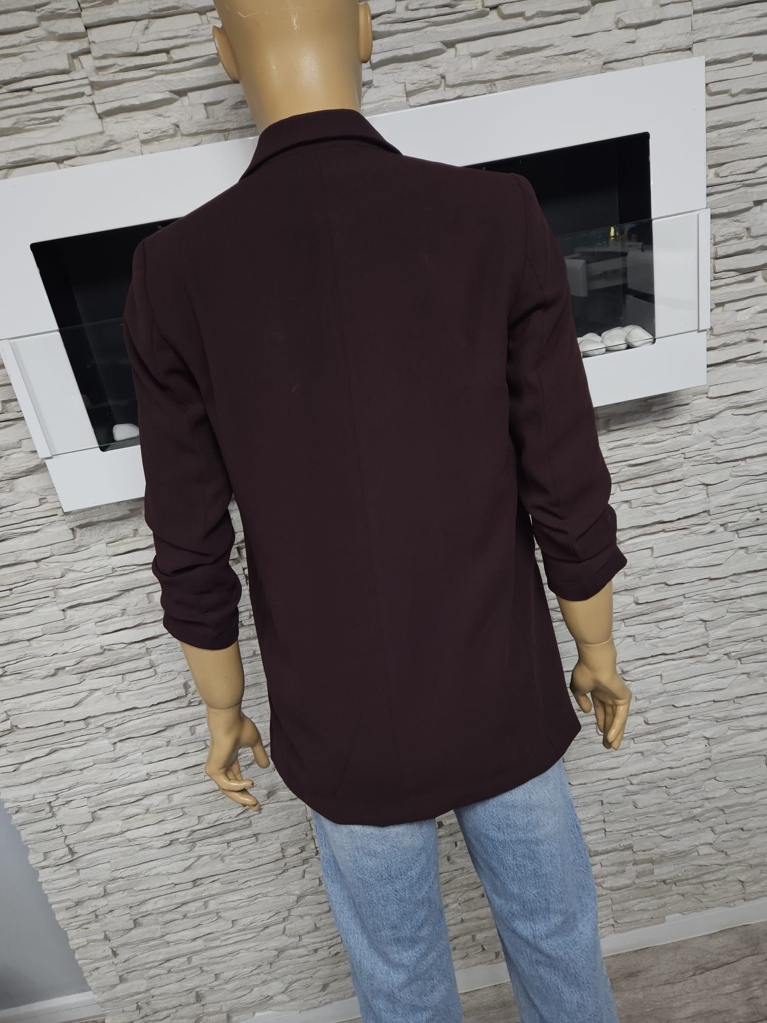 Żakiet marynarka bordowa burgundowa z kieszeniami H&M rozmiar S