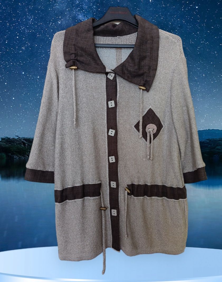 Sweter damski długi rozpinany XXL