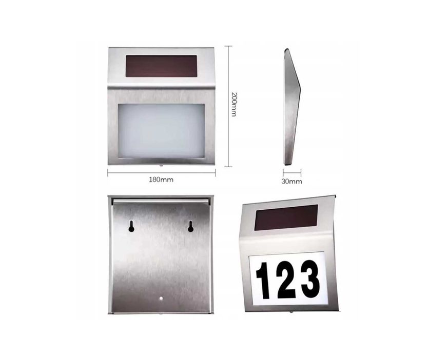 NUMER DOMU Nowoczesny LED SOLAR! podświetlany numer NR DOM Mega Design