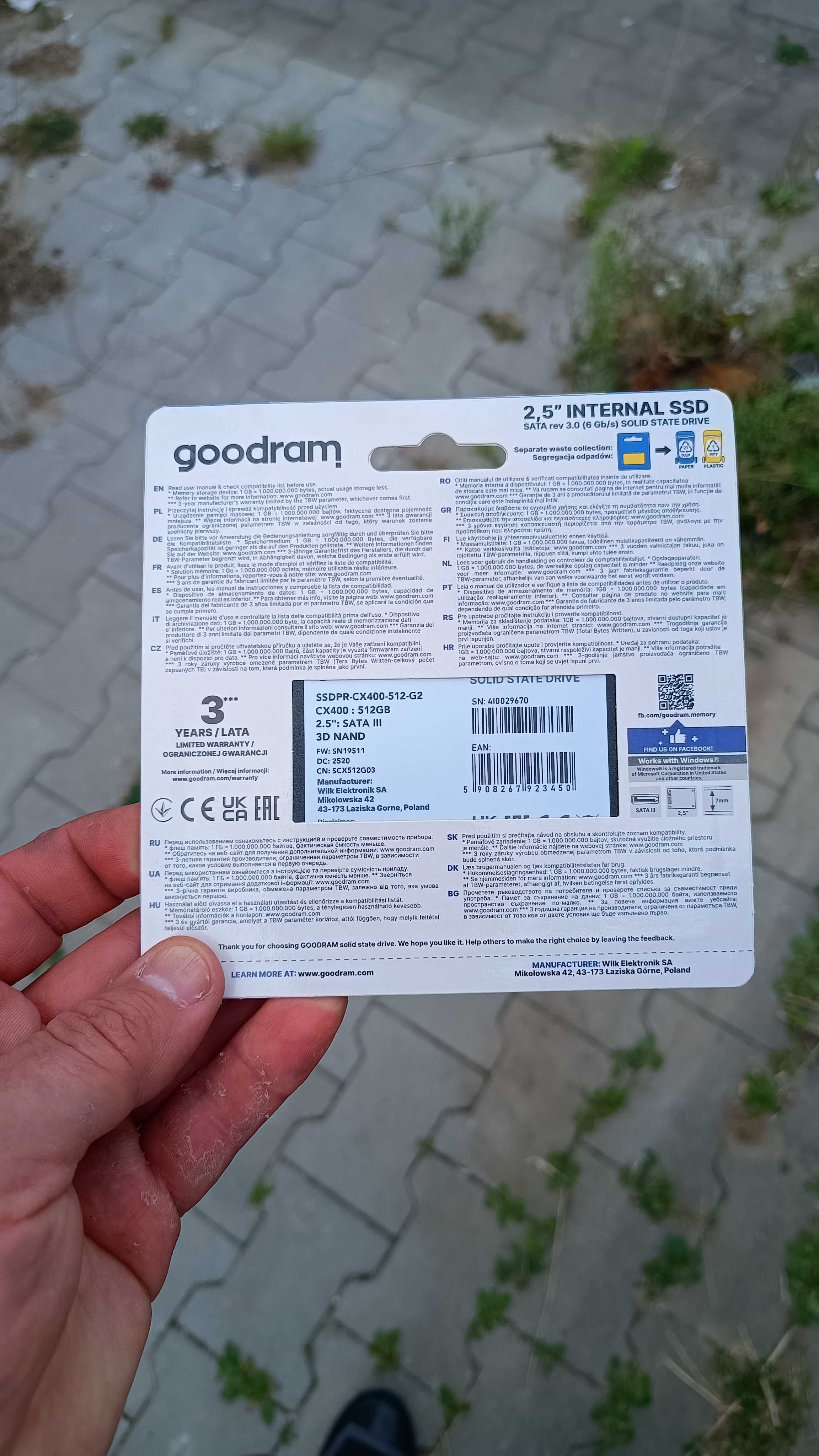 Sprzedam 
Dysk GOODRAM CX400 Gen. 2 512GB SSD Nowy