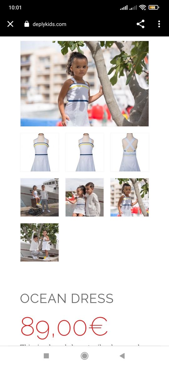 Vestido algodão, estilo marinheiro NOVO 4/5 anos