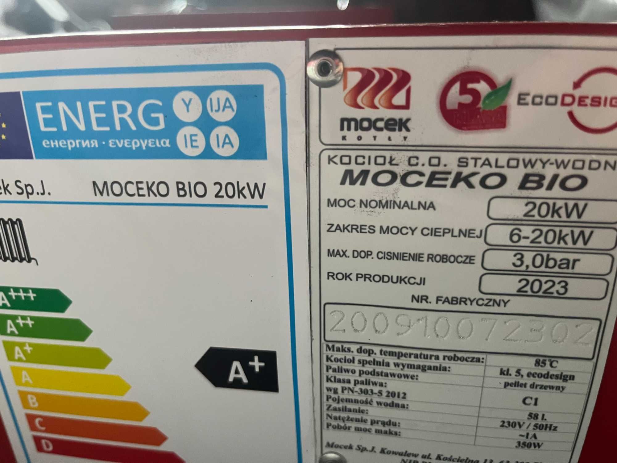 Kocioł na pellet piec Mocek bio 20 kw  ruszt na drewno lista ZUM