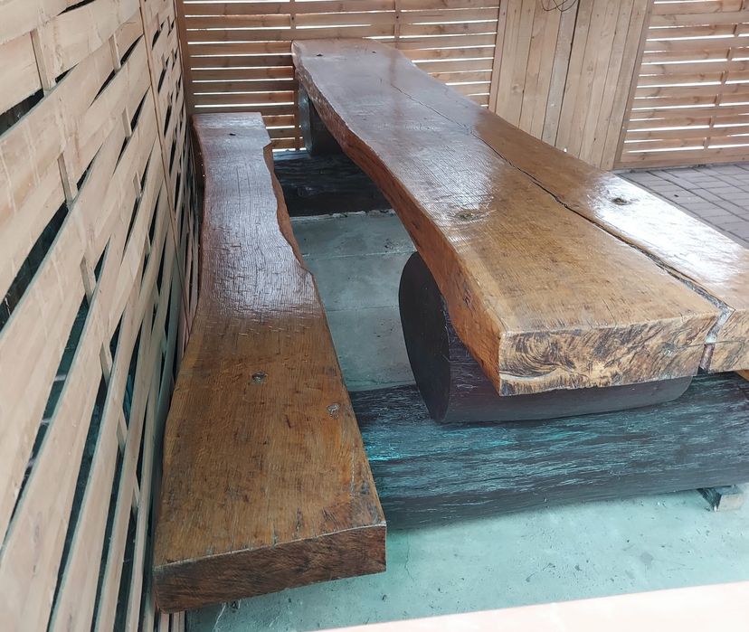 Ława ławostół drewniany dębowy