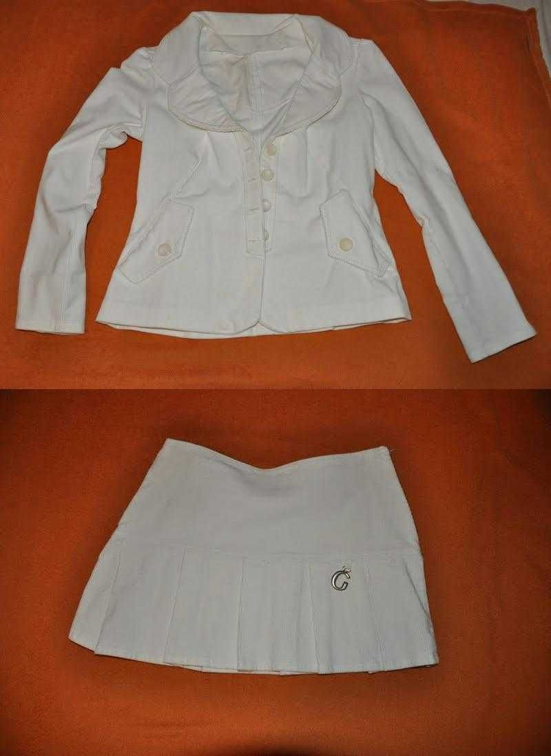 Handmade Garsonka mini Biała sztruks plisowanka r. M/L