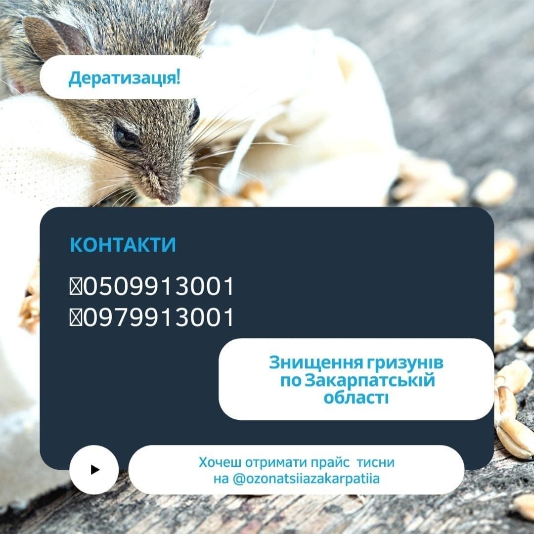 Професійне знищення тарганів, щурів, клопів, мурашок  та інших шкідник