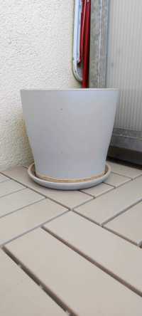 szara ceramiczna doniczka, ok 23cm średnica