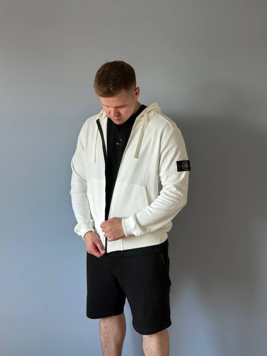 Зіп худі Stone Island | Зип худи Стон Айленд | Белый | Черный