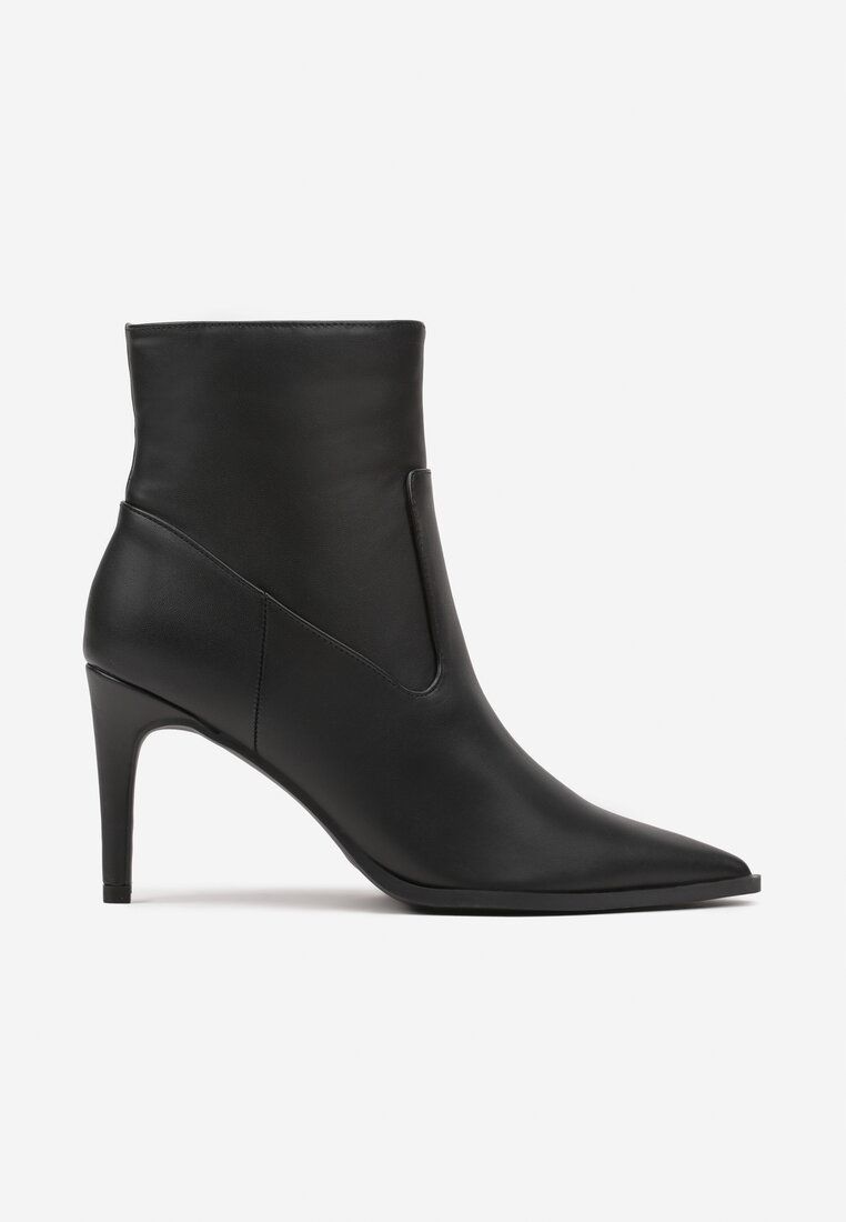 Czarne Eleganckie Botki na Szpilce z Noskiem w Szpic R 40