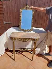 Mesa de entrada em bronze com espelho