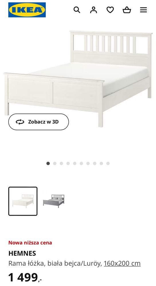 Łóżko Ikea Hemnes 160x200 komplet