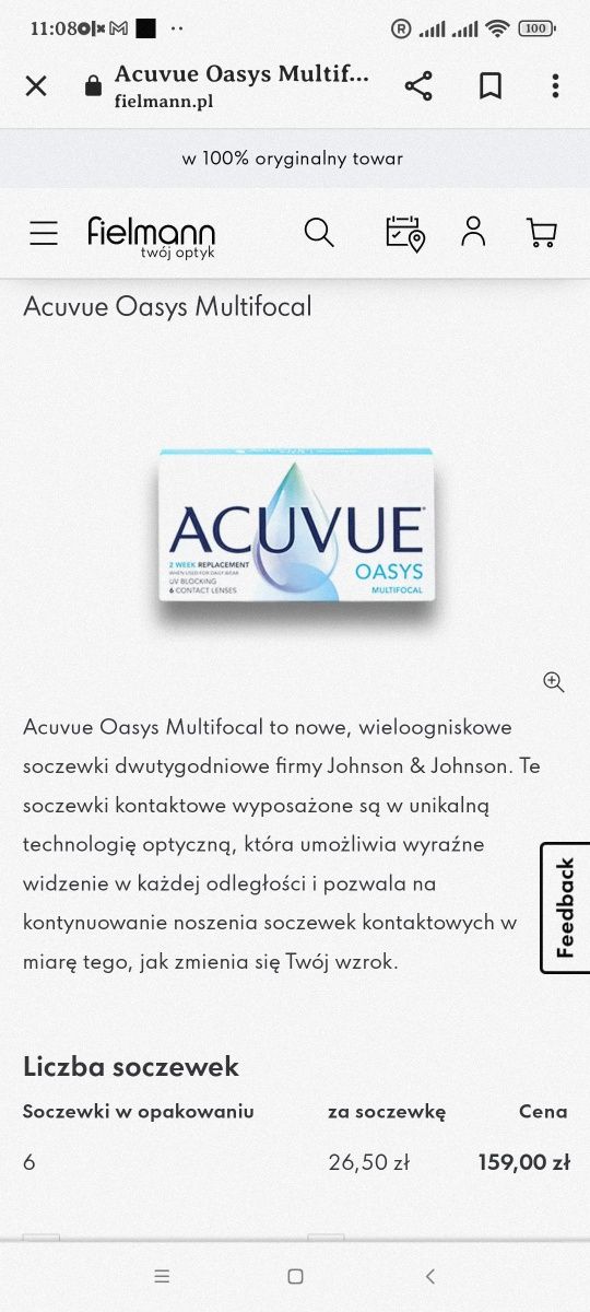 Acuvue Oasys Multifocal UV Blocking When Used for Daily Wear