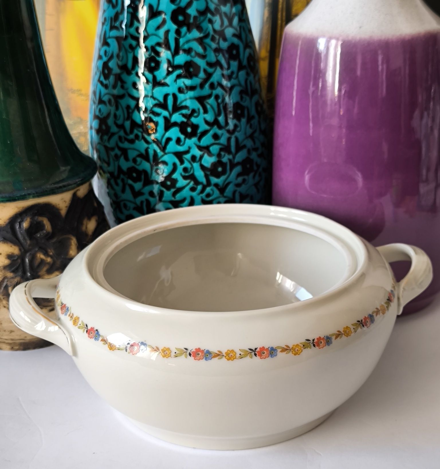 Waza KPM  osłonka na zioła piękna stara porcelana ecru Royal Ivory
