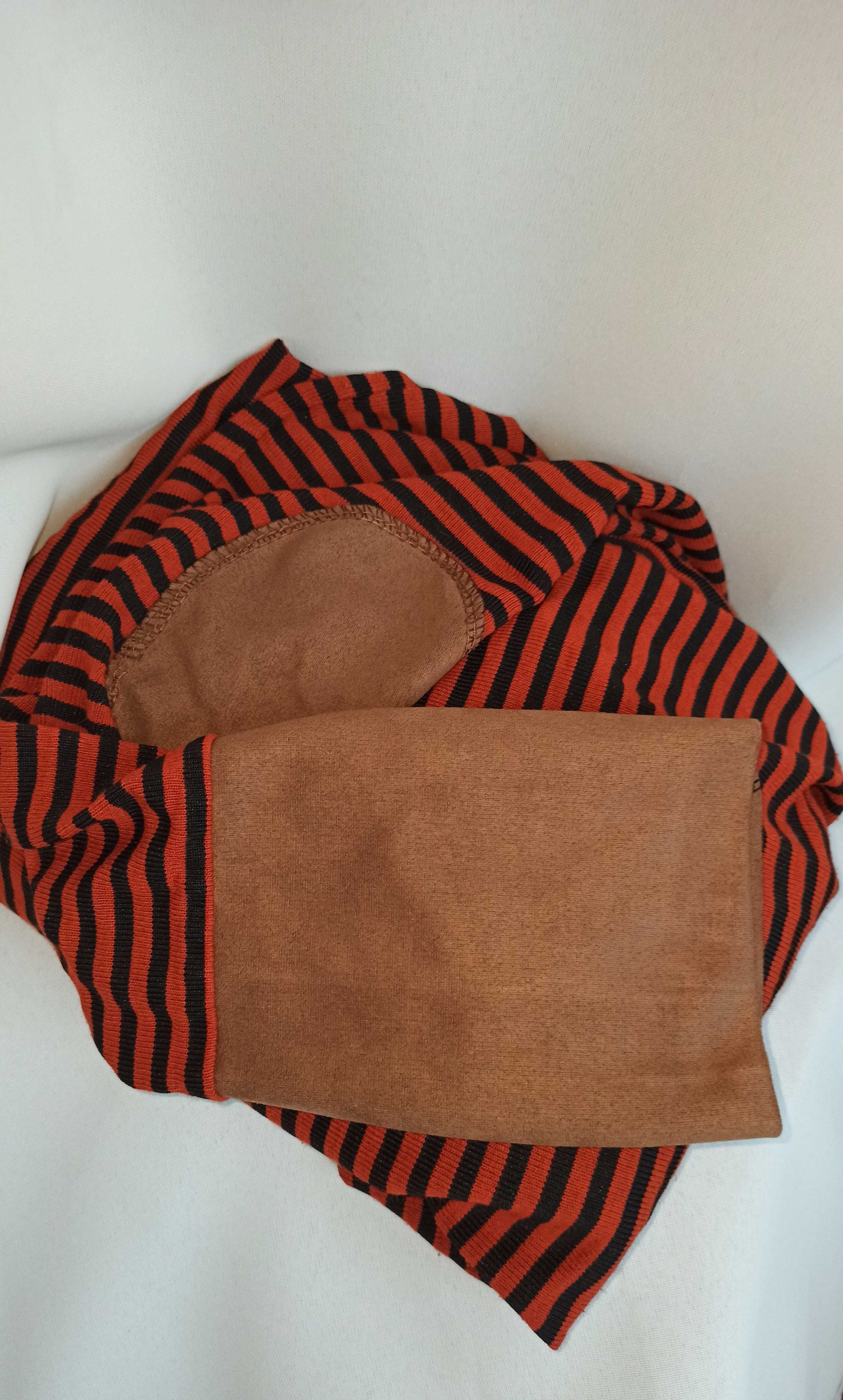 Bluzka bluza damska sweterek w paski S pomarańczowa czarna łaty