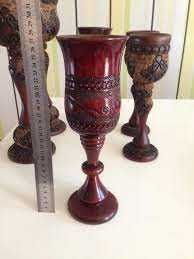 Taça Cálice 28 cm Medieval em madeira decoração Colecionador