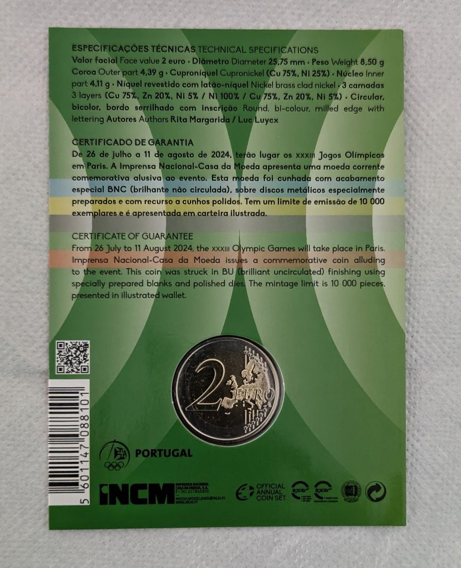 Moeda comemorativa 2€ Portugal 2024 BNC