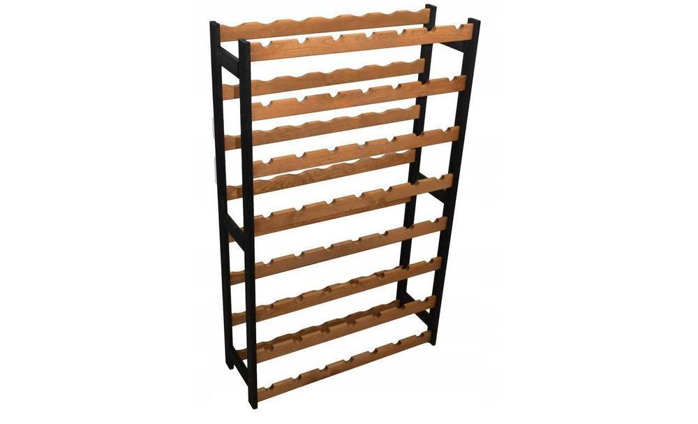 STOJAK NA WINO 56 butelek 120cm Regał Czarny Brąz Drewniany Nowy