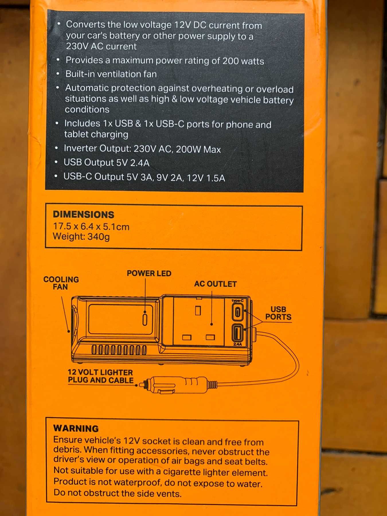 Адаптер для аксессуаров Halfords Coolbox от сети до 12 В, Инверто 200W