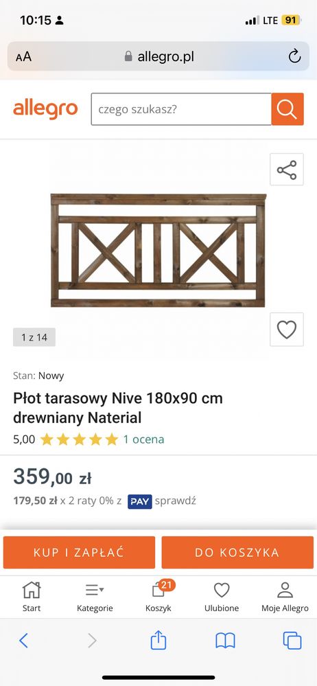 Płot tarasowy nive