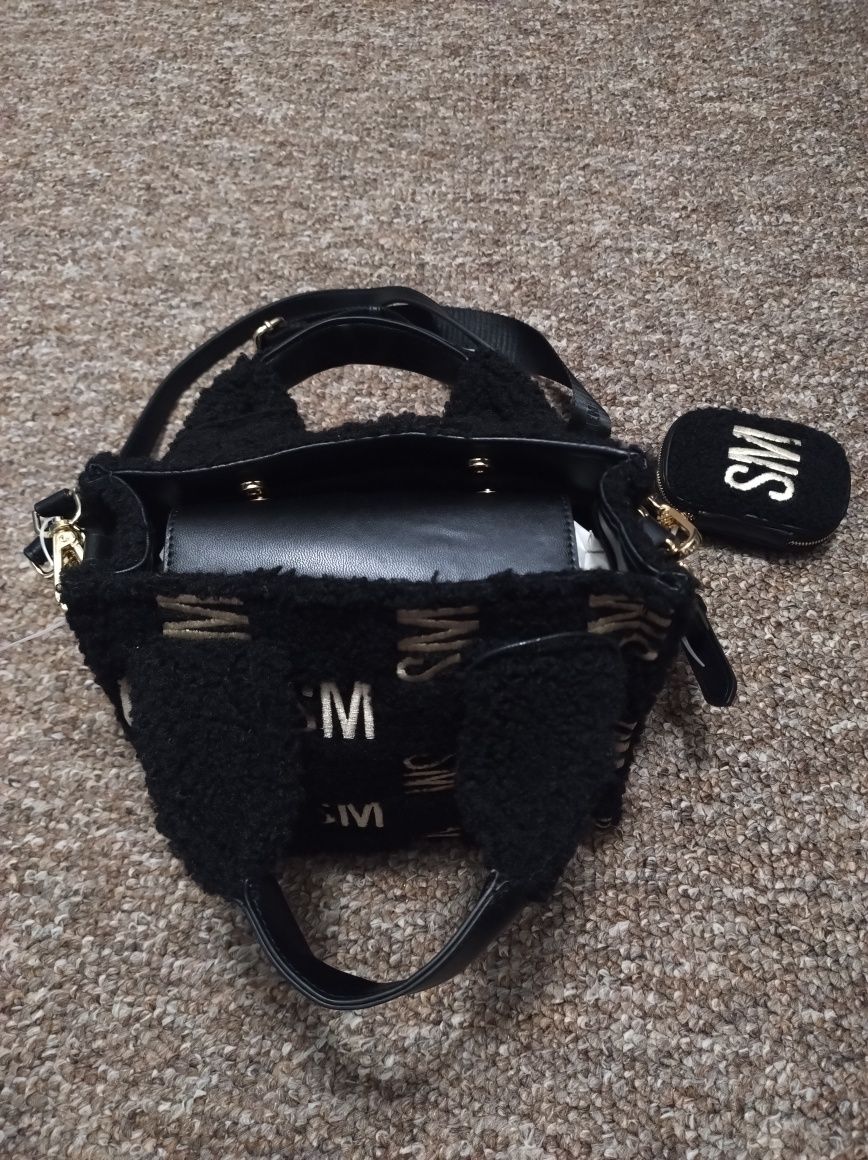 Torebka Steve Madden Black Multi Satchel Embroidered Sherpa z USA